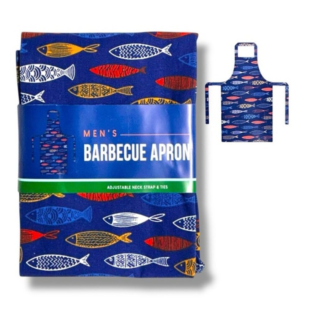 Barbeque Apron Bib Style  Unisex Nautical Fish Cotton Adjustable Men's Blue OS - Picture 16 of 16